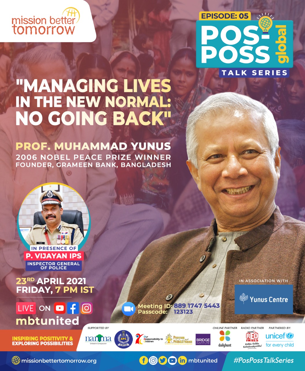 Nobel Laureate Prof. Mohammad Yunus to speak on ‘Managing Lives in the New Normal’