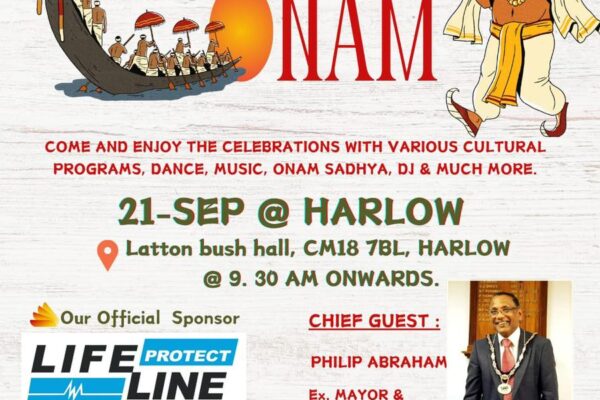 Malayali Association Harlow to Celebrate Onam with Cultural Festivities