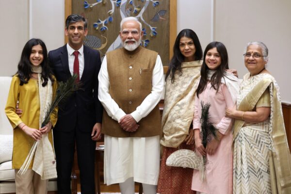 Prime Minister Narendra Modi Meets Former UK PM Rishi Sunak and Family